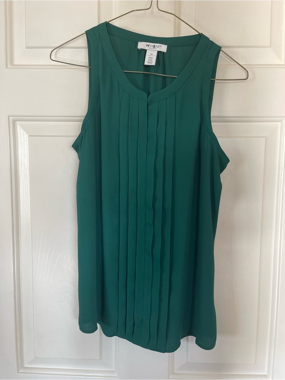 White House Black Market Teal Green Sleeveless Pleated Camisole